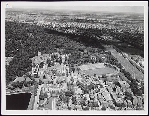 "Aerial view, Royal Victoria Hospital and the McGill Campus"